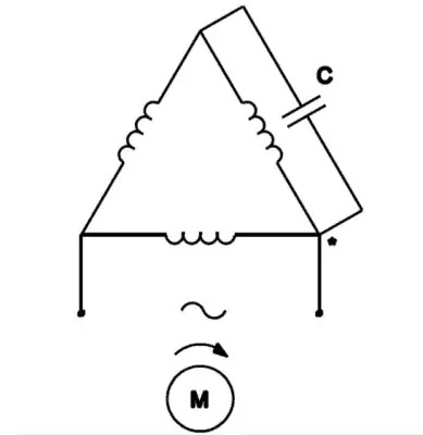 Cách kết nối tụ thường trực với động cơ đấu tam giác